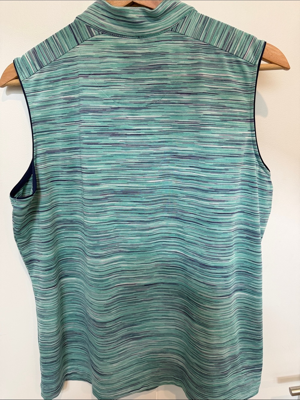 Tail Mint Green and navy Striped Sleeveless Zip Golf Tank - Picture 4 of 4